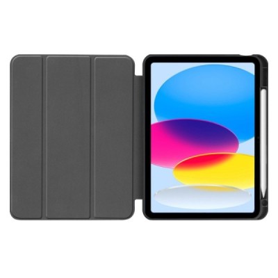 Apple iPad 10.9" 2022 (A2757, A2777) черный кожаный чехол-книжка с местом для стилуса | Vacins.lv
