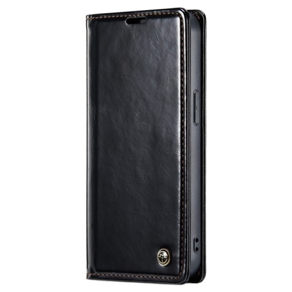 Кожиный чехол-книжка „CaseMe“ Leather - чёрный (iPhone 13)