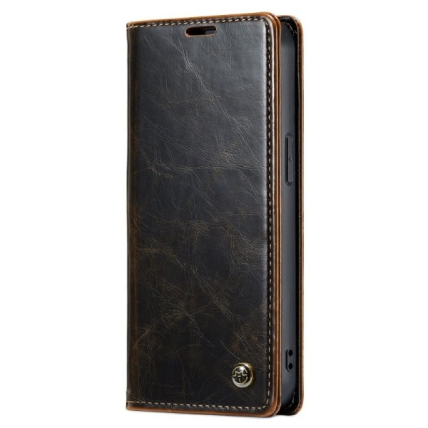 Кожиный чехол-книжка „CaseMe“ Leather - коричневый (iPhone 13)