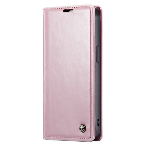 Кожиный чехол-книжка „CaseMe“ Leather - розовый (iPhone 13)