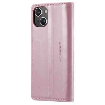Apple iPhone 13 „CaseMe“ Leather открываемый розовый кожаный чехол – книжка | Vacins.lv