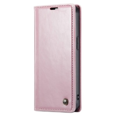 Apple iPhone 13 Pro „CaseMe“ Leather solīds atvēramais ādas rozs maciņš - maks | Vacins.lv