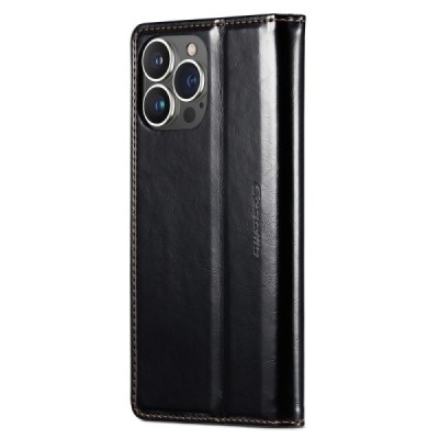 Apple iPhone 13 Pro Max „CaseMe“ Leather открываемый чёрный кожаный чехол – книжка | Vacins.lv