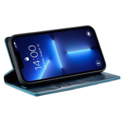 Apple iPhone 13 Pro Max „CaseMe“ Leather открываемый синий кожаный чехол – книжка | Vacins.lv