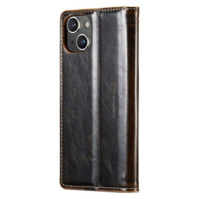 Apple iPhone 14 „CaseMe“ Leather открываемый коричневый кожаный чехол – книжка | Vacins.lv