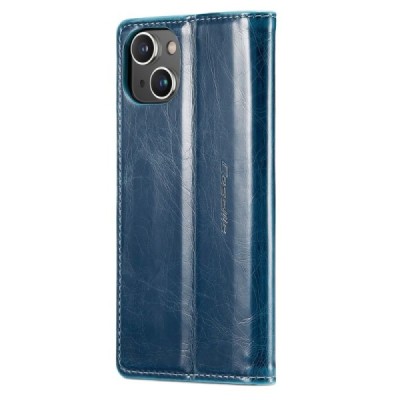 Apple iPhone 14 „CaseMe“ Leather открываемый синий кожаный чехол – книжка | Vacins.lv
