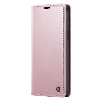 Apple iPhone 14 „CaseMe“ Leather solīds atvēramais ādas rozs maciņš - maks | Vacins.lv