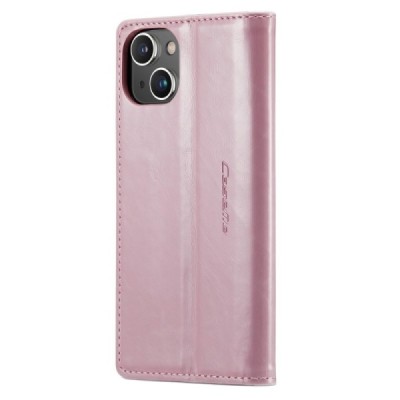 Apple iPhone 14 „CaseMe“ Leather открываемый розовый кожаный чехол – книжка | Vacins.lv