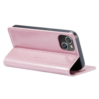Apple iPhone 14 Plus „CaseMe“ Leather solīds atvēramais ādas rozs maciņš - maks | Vacins.lv