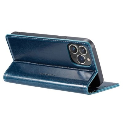 Apple iPhone 14 Pro Max „CaseMe“ Leather открываемый,синего цвета, кожаный чехол – книжка | Vacins.lv