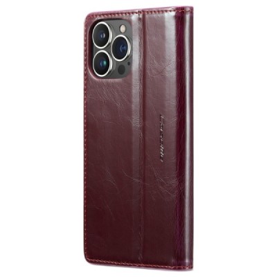 Apple iPhone 14 Pro Max „CaseMe“ Leather открываемый,бордового цвета, кожаный чехол – книжка | Vacins.lv