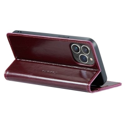 Apple iPhone 14 Pro Max „CaseMe“ Leather открываемый,бордового цвета, кожаный чехол – книжка | Vacins.lv