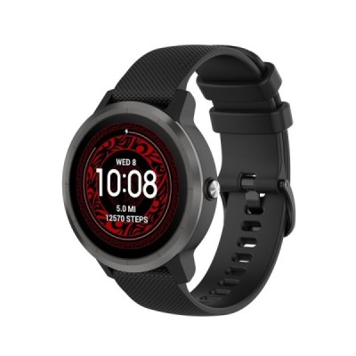 Viedā pulksteņa (Samsung Galaxy Watch 5 / 4, Garmin) cietā silikona (TPU) siksniņa - melns | Vacins.lv