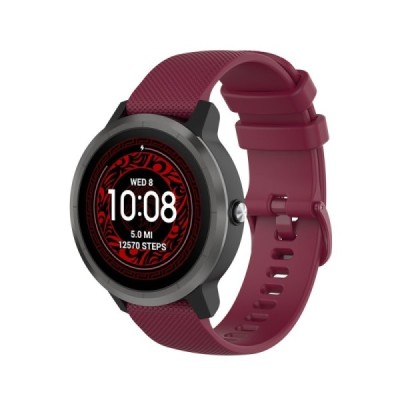 Viedā pulksteņa (Samsung Galaxy Watch 5 / 4, Garmin) cietā silikona (TPU) siksniņa - bordo | Vacins.lv
