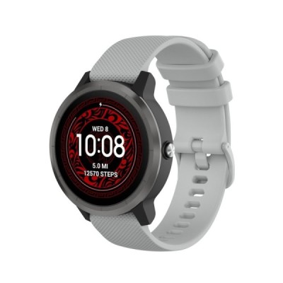 Viedā pulksteņa (Samsung Galaxy Watch 5 / 4, Garmin) cietā silikona (TPU) siksniņa - pelēks | Vacins.lv