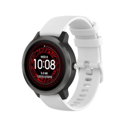 Viedā pulksteņa (Samsung Galaxy Watch 5 / 4, Garmin) cietā silikona (TPU) siksniņa - balts | Vacins.lv