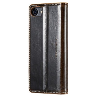 Apple iPhone 7 (iPhone 8) „CaseMe“ Leather solīds atvēramais ādas brūns maciņš - maks | Vacins.lv