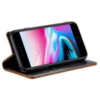 Apple iPhone 7 (iPhone 8) „CaseMe“ Leather solīds atvēramais ādas brūns maciņš - maks | Vacins.lv