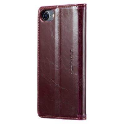 Apple iPhone 7 (iPhone 8) „CaseMe“ Leather открываемый бордовый кожаный чехол - книжка | Vacins.lv