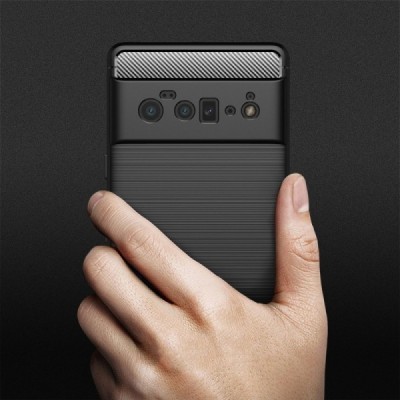Твердый силиконовый чехол „Carbon“ (TPU) для Google Pixel 6 Pro - чёрный | Vacins.lv