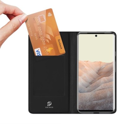„Dux Ducis“ Skin серии Google Pixel 6 Pro чёрный кожаный чехол-книжка | Vacins.lv