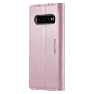 Samsung Galaxy S10 (G973) „CaseMe“ Leather открываемый розовый кожаный чехол - книжка | Vacins.lv