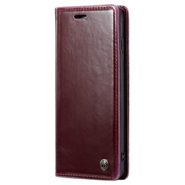 Кожиный чехол-книжка „CaseMe“ Leather - бордовый (Galaxy S10)