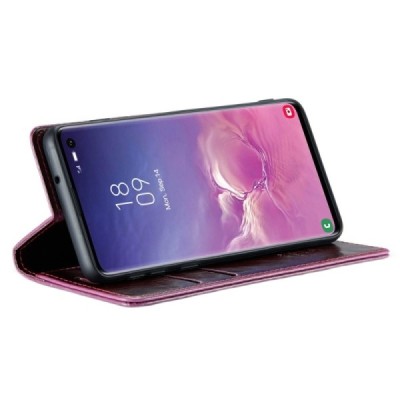 Samsung Galaxy S10 (G973) „CaseMe“ Leather открываемый бордовый кожаный чехол - книжка | Vacins.lv