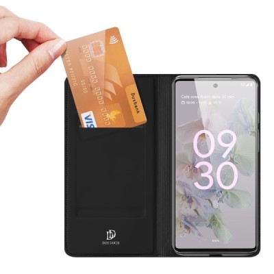„Dux Ducis“ Skin серии Google Pixel 6A чёрный кожаный чехол-книжка | Vacins.lv