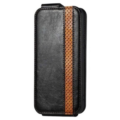 Samsung Galaxy S21 FE (Fan Edition) 5G „Caseneo“ вертикально откидной кожаный чехол - чёрный | Vacins.lv