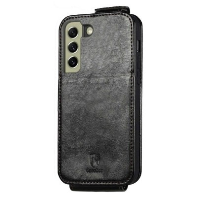 Samsung Galaxy S21 FE (Fan Edition) 5G „Caseneo“ вертикально откидной кожаный чехол - чёрный | Vacins.lv