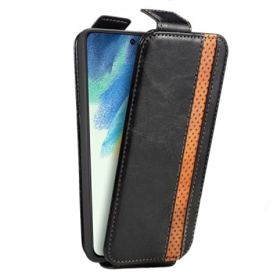 Samsung Galaxy S21 FE (Fan Edition) 5G „Caseneo“ вертикально откидной кожаный чехол - чёрный | Vacins.lv