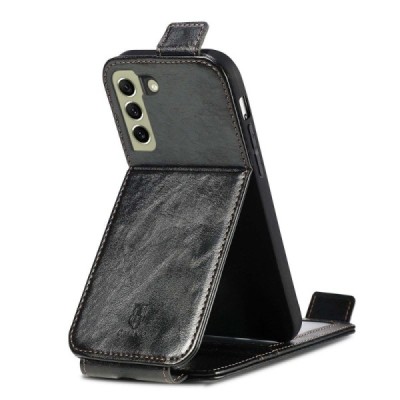Samsung Galaxy S21 FE (Fan Edition) 5G „Caseneo“ вертикально откидной кожаный чехол - чёрный | Vacins.lv