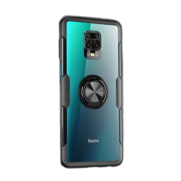 „Fashion“ Kickstand cieta silikona (TPU) apvalks - dzidrs / melns (Redmi Note 9 Pro)