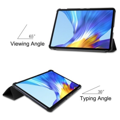 Huawei MatePad 10.4'' (2020, 2022) чёрный кожаный чехол-книжка (складной) | Vacins.lv