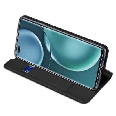 Huawei Honor Magic4 Pro „Dux Ducis“ Skin sērijas melns ādas atvērams maciņš | Vacins.lv