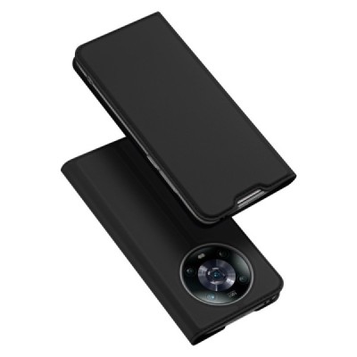 Huawei Honor Magic4 Pro „Dux Ducis“ Skin sērijas melns ādas atvērams maciņš | Vacins.lv