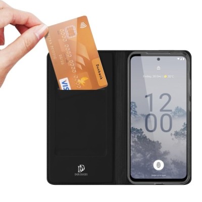 Nokia X30 5G „Dux Ducis“ Skin sērijas melns ādas atvērams maciņš | Vacins.lv