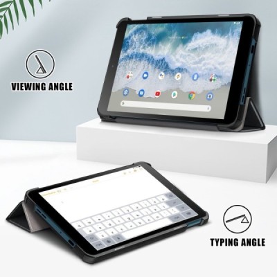 Nokia T10 8" чёрный кожаный чехол-книжка (складной) | Vacins.lv