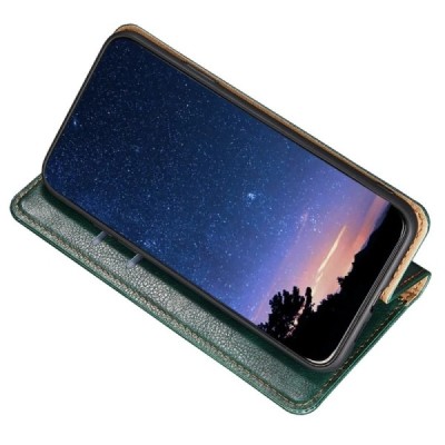 Huawei Nova 10 Pro открываемый зелёный кожаный чехол - книжка | Vacins.lv