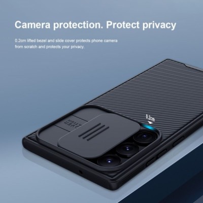 Samsung Galaxy S23 Ultra (SM-S918) „Nillkin“ CamShield Pro melns apvalks | vacins.lv