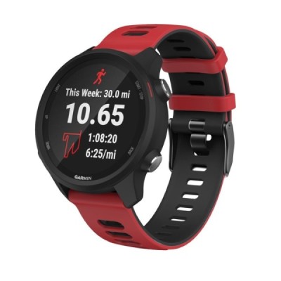 Viedā pulksteņa (Samsung Galaxy Watch 5 / 4, Garmin) cietā silikona (TPU) siksniņa - melns / sarkans | Vacins.lv