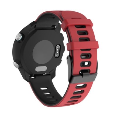 Viedā pulksteņa (Samsung Galaxy Watch 5 / 4, Garmin) cietā silikona (TPU) siksniņa - melns / sarkans | Vacins.lv