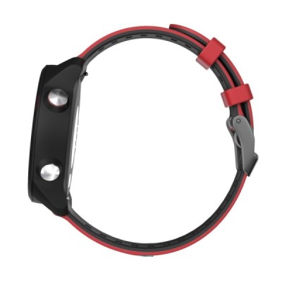 Viedā pulksteņa (Samsung Galaxy Watch 5 / 4, Garmin) cietā silikona (TPU) siksniņa - melns / sarkans | Vacins.lv