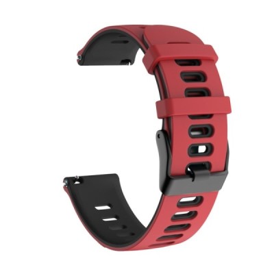 Viedā pulksteņa (Samsung Galaxy Watch 5 / 4, Garmin) cietā silikona (TPU) siksniņa - melns / sarkans | Vacins.lv