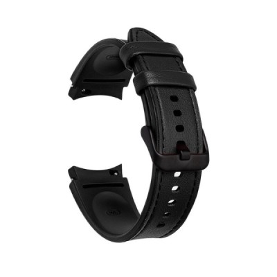 Leather viedā pulksteņa (Samsung Galaxy Watch 4 / 4 Classic) ādas siksniņa - melns | Vacins.lv
