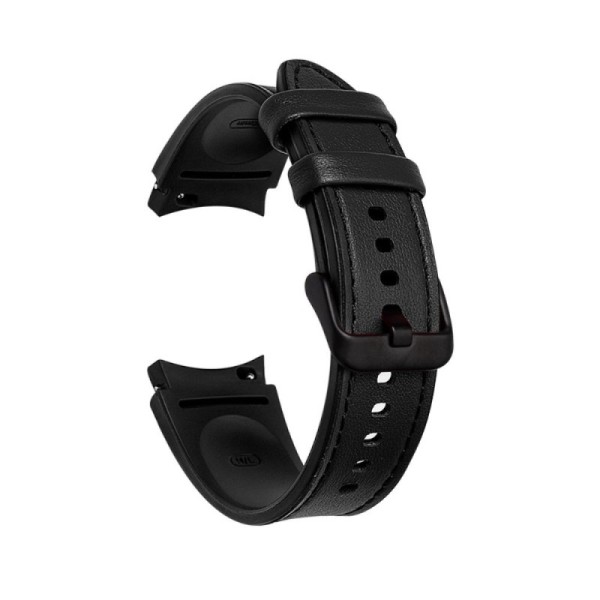 „Leather“ кожаный ремешок для умных часов - чёрный (Samsung Galaxy Watch 6 / 6 Classic / 5 / 5 Pro / 4 / 4 Classic)