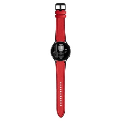 Leather умные часы (Samsung Galaxy Watch 4 / 4 Classic) красный кожаный браслет | Vacins.lv