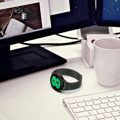 Миланские умные часы (Samsung Galaxy Watch 4/4 Classic) чёрный браслет | Vacins.lv