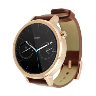 Умные часы Motorola Moto 360 Deluxe с коричневый кожаным ремешком | Vacins.lv